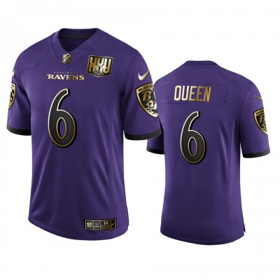 Baltimore Baltimore Ravens #6 Patrick Queen Men's Nike Purple Team 25th Season Golden Limited NFL Jersey